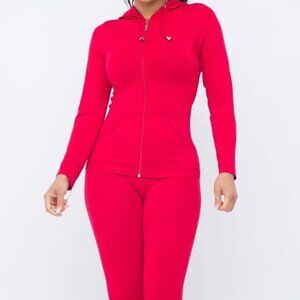 Love J Red and Fitted Raglan Hoodie Set
